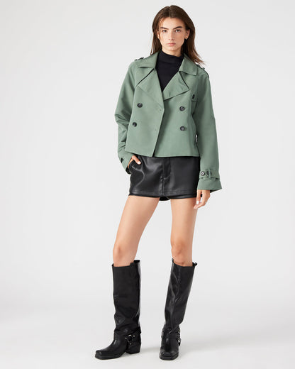 Steve Madden SIRUS Light Green Women's Cropped Denim Trench Coat