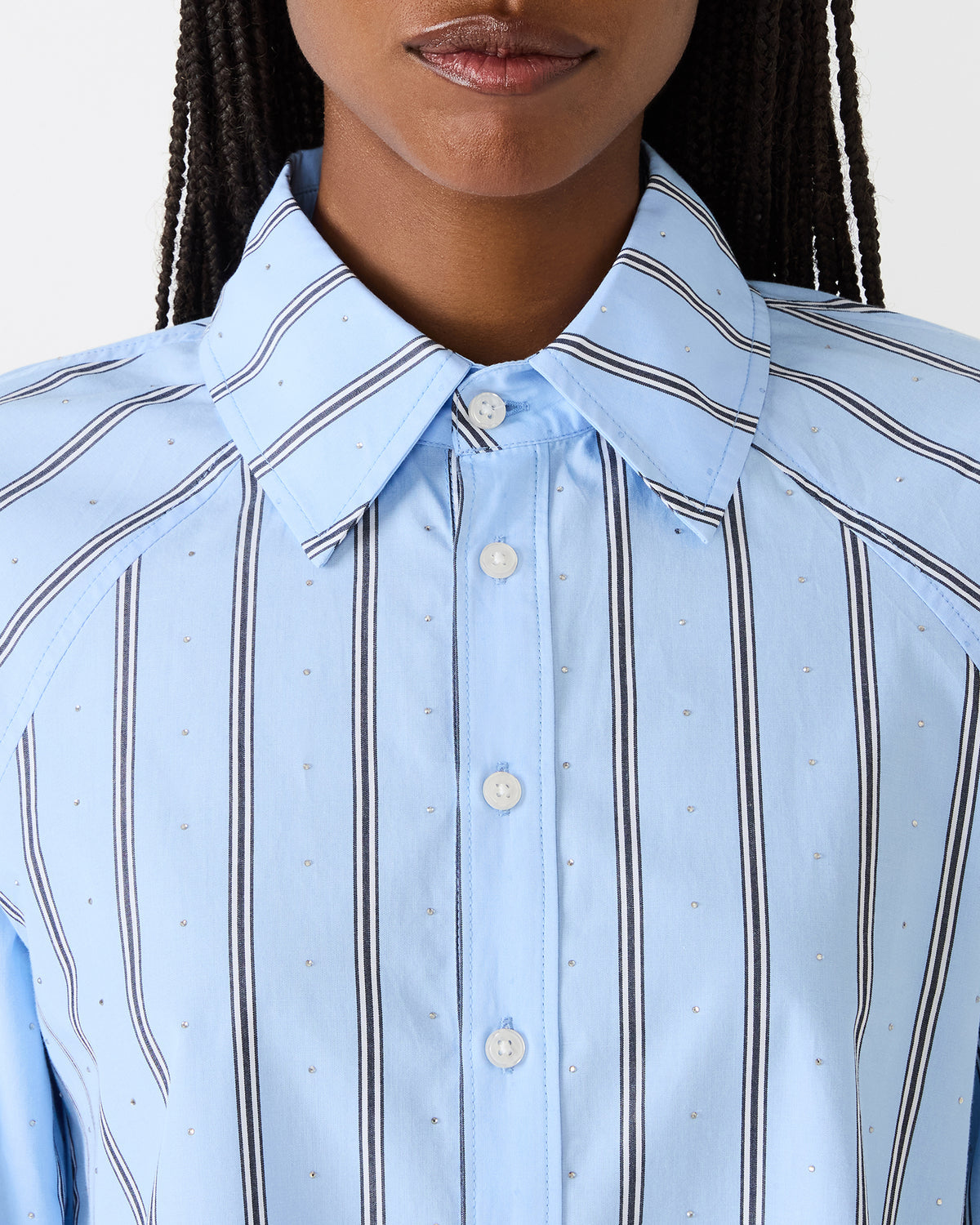 Steve Madden TESS Estate Blue Long-Sleeved Button-Up Women's Top