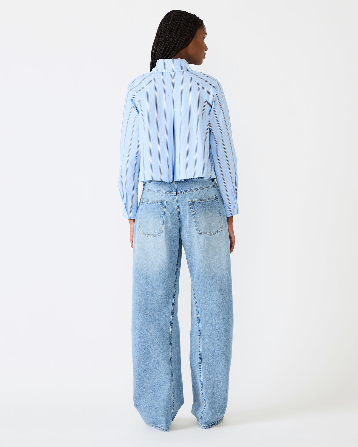 Steve Madden TESS Estate Blue Long-Sleeved Button-Up Women's Top
