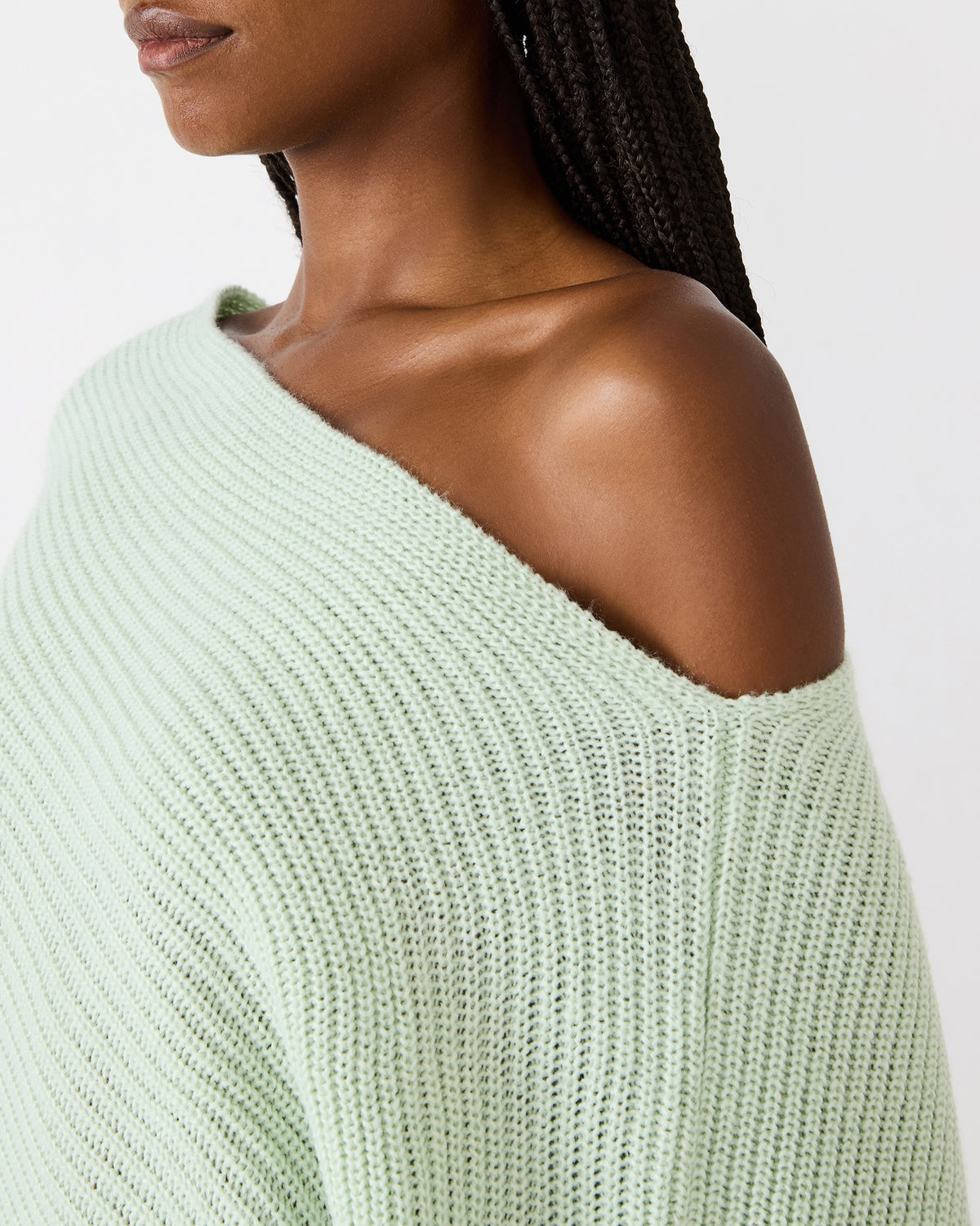 Steve Madden CHANNING Bay Green Asymmetrical Knit Poncho Women's Top