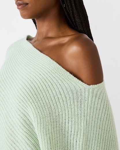 Steve Madden CHANNING Bay Green Asymmetrical Knit Poncho Women's Top