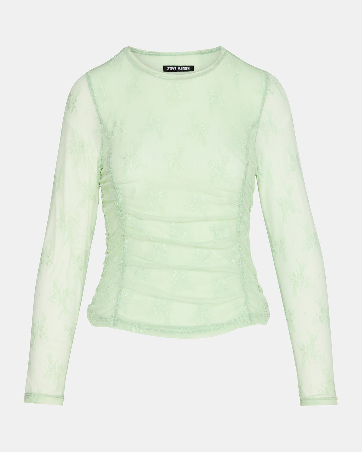 Steve Madden LUMA Bay Green Long-Sleeved Mesh Lace Women's Top