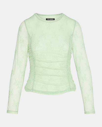 Steve Madden LUMA Bay Green Long-Sleeved Mesh Lace Women's Top