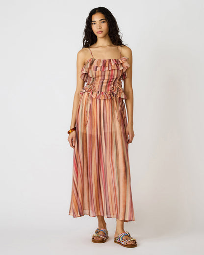 Steve Madden SHILLOH Stripe Multi Sleeveless Ruffle Women's Top