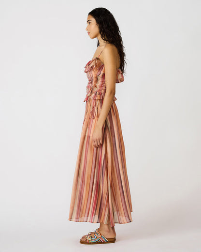 Steve Madden SHILLOH Stripe Multi Sleeveless Ruffle Women's Top