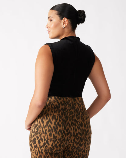 Steve Madden NIKOLA Black Women's Mock Neck Velvet Bodysuit