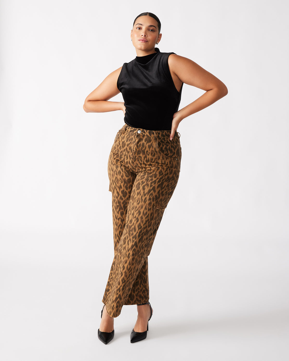 Steve Madden NIKOLA Black Women's Mock Neck Velvet Bodysuit