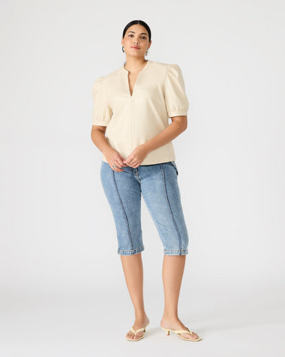 Steve Madden JANE Bone Women's Short-Sleeved Suede Top