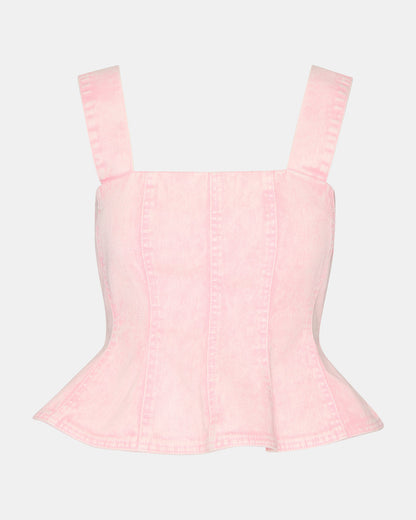 Steve Madden PENELOPI Denim Ruffle Fabric Women's Tank Top
