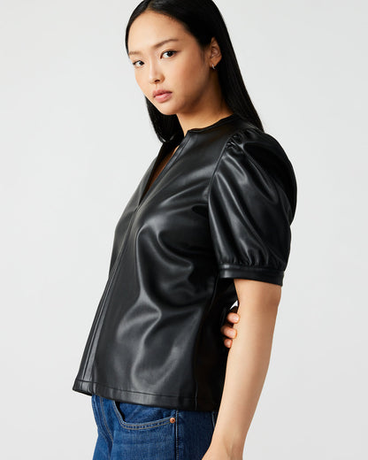 Steve Madden JANE Black Women's Short-Sleeved Suede Top