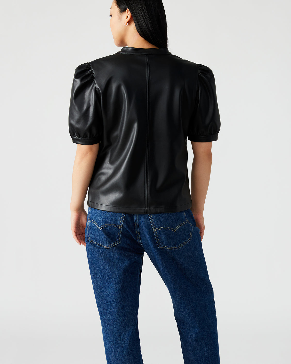 Steve Madden JANE Black Women's Short-Sleeved Suede Top