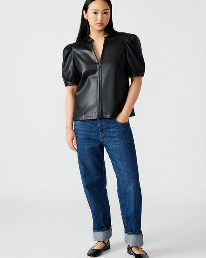 Steve Madden JANE Black Women's Short-Sleeved Suede Top