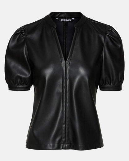 Steve Madden JANE Black Women's Short-Sleeved Suede Top