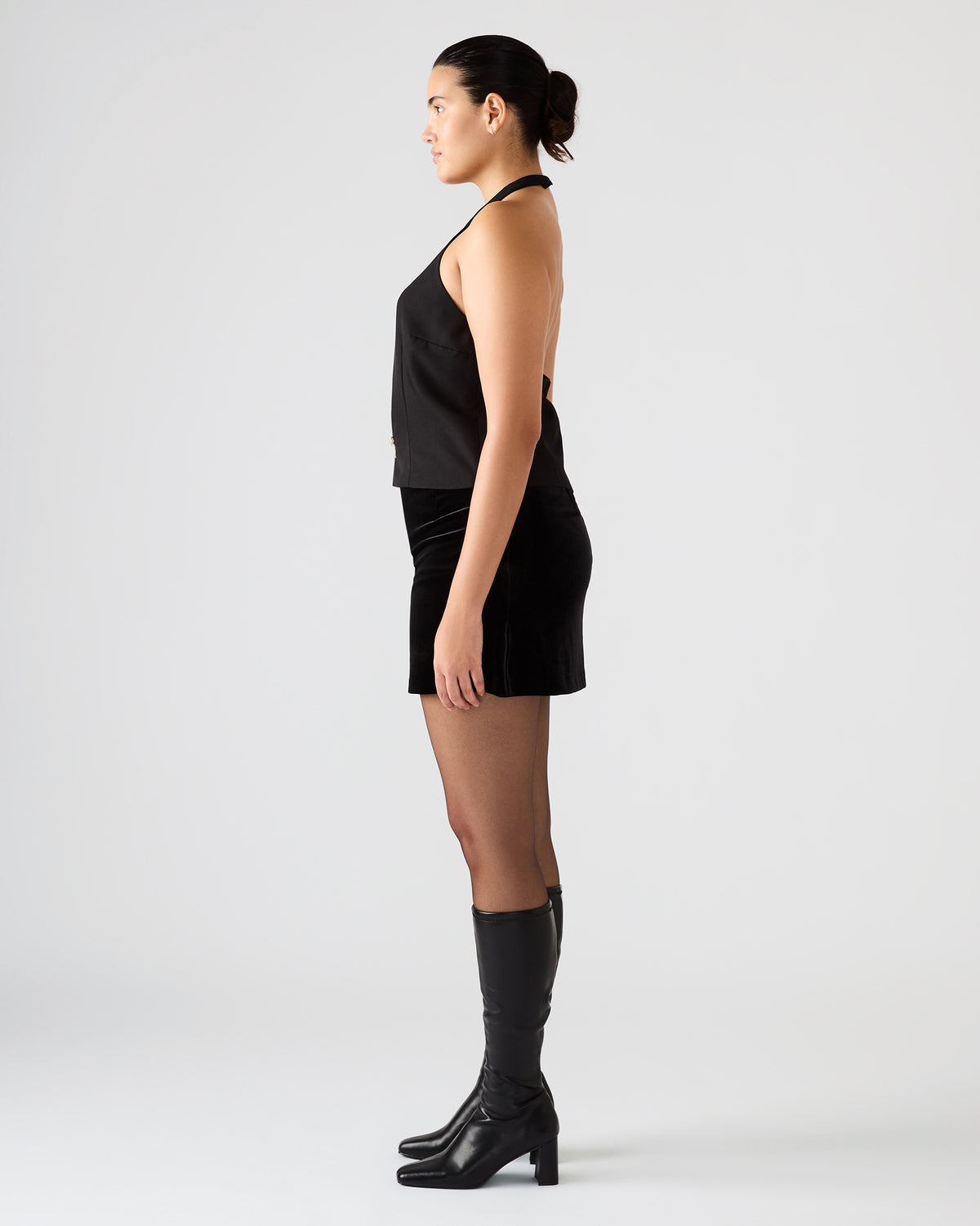 Steve Madden JUVIA Black Sleeveless Bow Detail Halter Women's Top