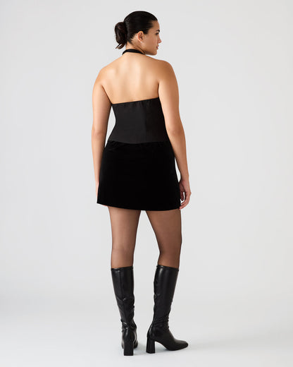 Steve Madden JUVIA Black Sleeveless Bow Detail Halter Women's Top
