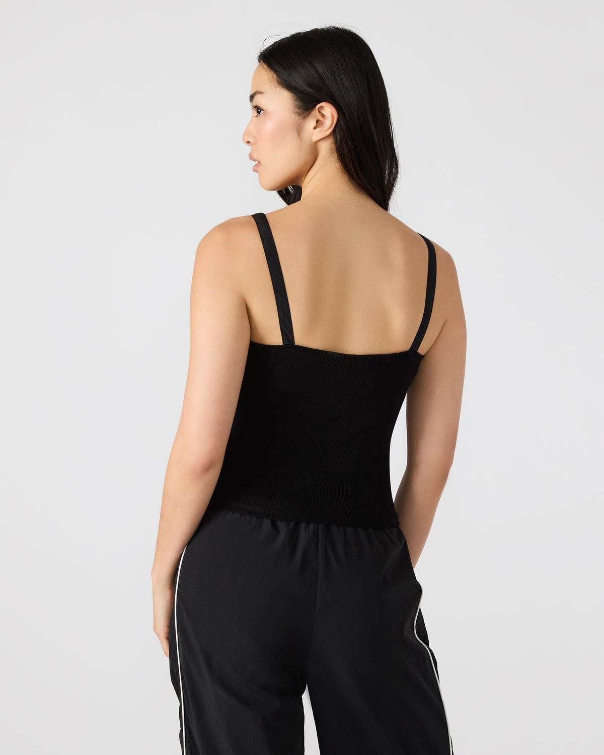 Steve Madden LUANA Black Pull-Over Ruched Tank Top