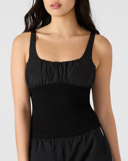 Steve Madden LUANA Black Pull-Over Ruched Tank Top