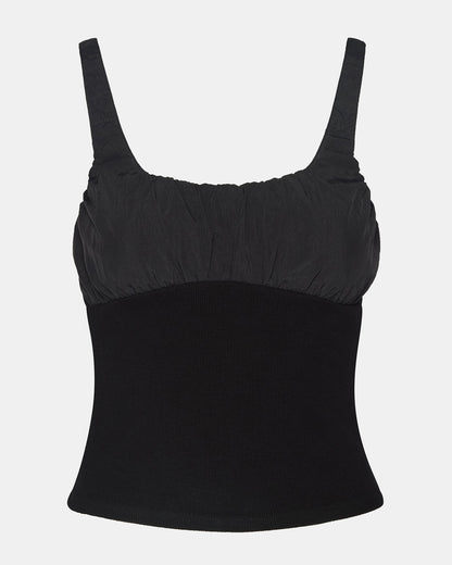 Steve Madden LUANA Black Pull-Over Ruched Tank Top