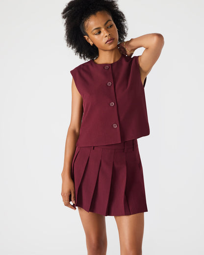 Steve Madden ALESSA Wine Button-Up Women's Top