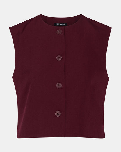 Steve Madden ALESSA Wine Button-Up Women's Top