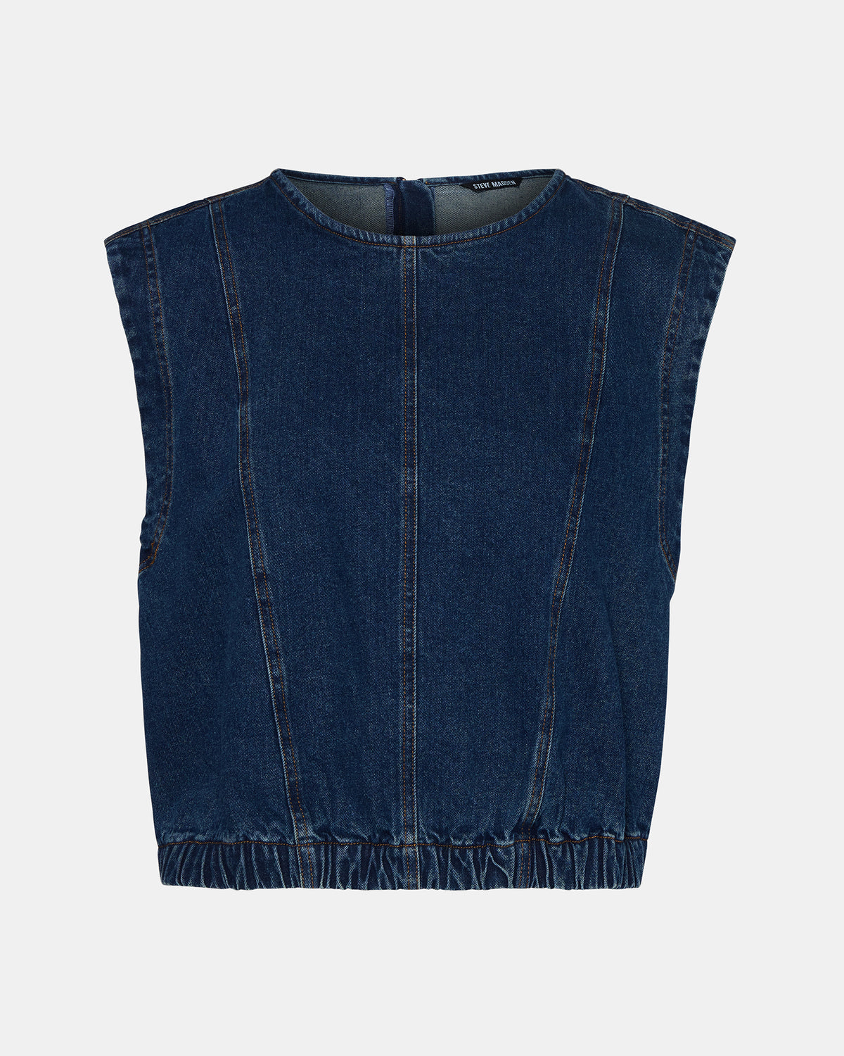 Steve Madden LEILA Denim Dark Blue Sleeveless Zipper Detail Women's Top
