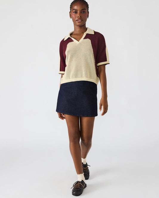 Steve Madden AXON Multi Short-Sleeved Knit Sweater Women's Top