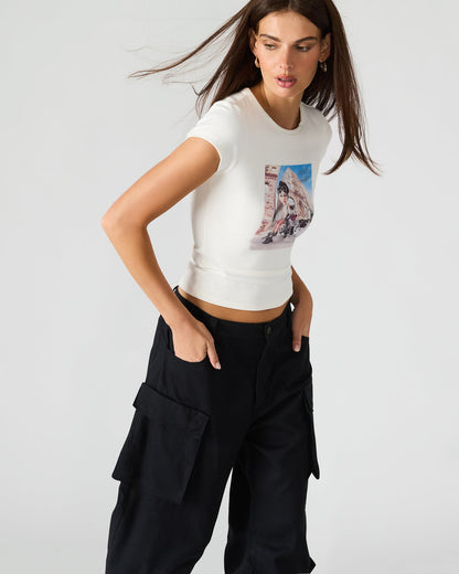 Steve Madden GOLDIE Antique Short-Sleeved Graphic Tee Form-Fitting Women's Top