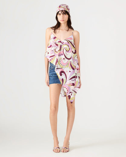 Steve Madden MARGAN Petal Paisley Sleevelss Asymmetrical Flowy Women's Top