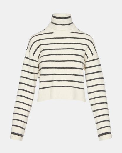 Steve Madden NARSHA Black/White Women's Turtleneck Stripe Sweater