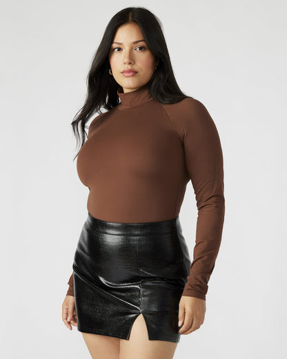 Steve Madden NELLE Bodysuit Brown | Women's Mock Neck Stretch Bodysuit