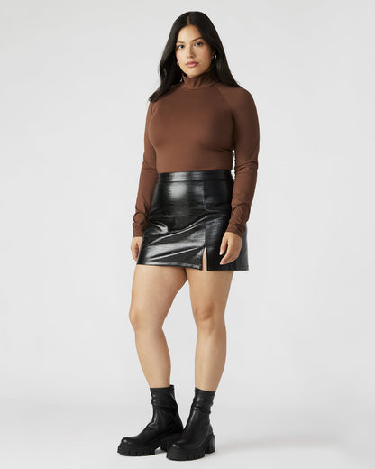 Steve Madden NELLE Bodysuit Brown | Women's Mock Neck Stretch Bodysuit