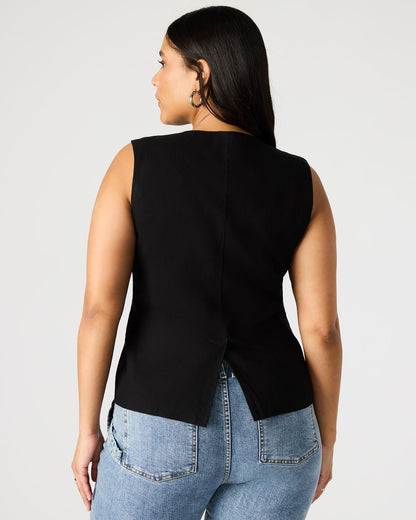 Steve Madden WESLEY Top Black Button-Up Vest Top