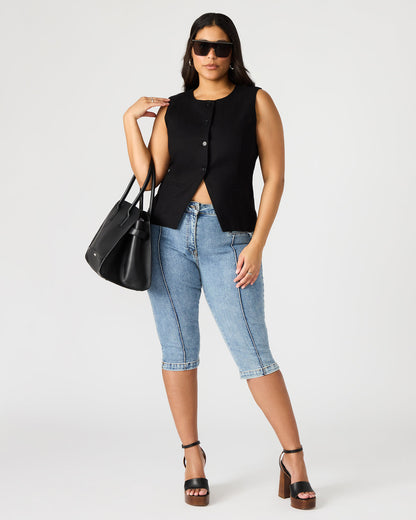 Steve Madden WESLEY Top Black Button-Up Vest Top