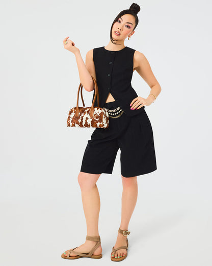 Steve Madden WESLEY Top Black Button-Up Vest Top