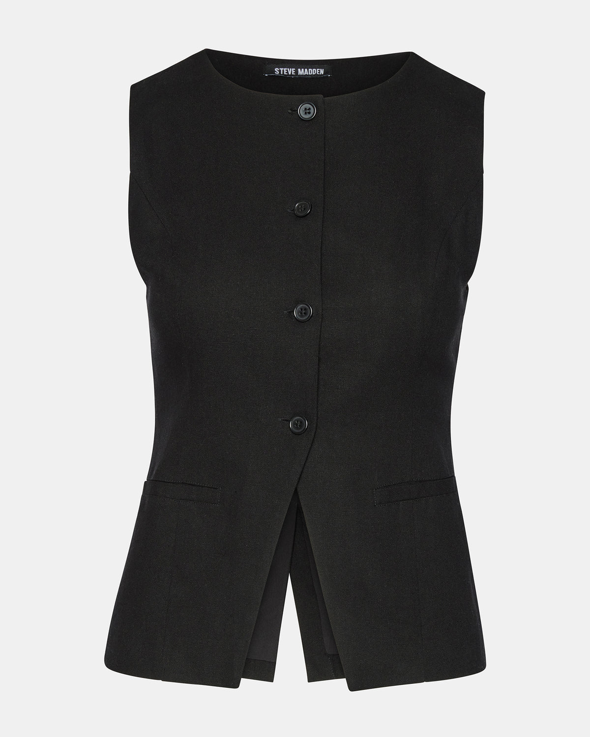 Steve Madden WESLEY Top Black Button-Up Vest Top