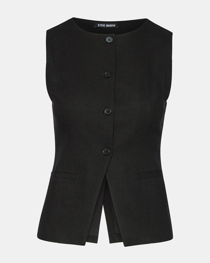 Steve Madden WESLEY Top Black Button-Up Vest Top