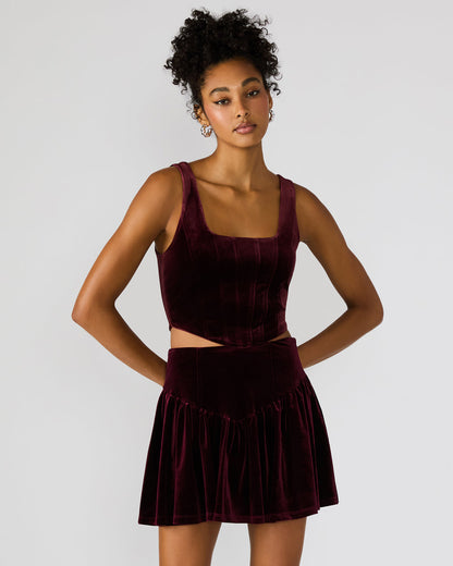 Steve Madden ARYANNA Wine Cropped Velvet Women's Top