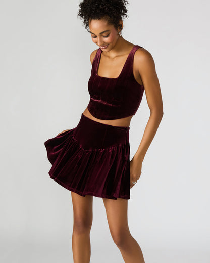 Steve Madden ARYANNA Wine Cropped Velvet Women's Top