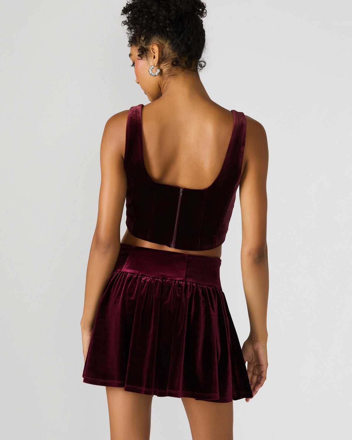 Steve Madden ARYANNA Wine Cropped Velvet Women's Top