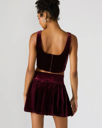 Steve Madden ARYANNA Wine Cropped Velvet Women's Top
