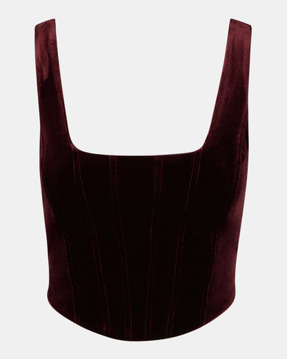 Steve Madden ARYANNA Wine Cropped Velvet Women's Top