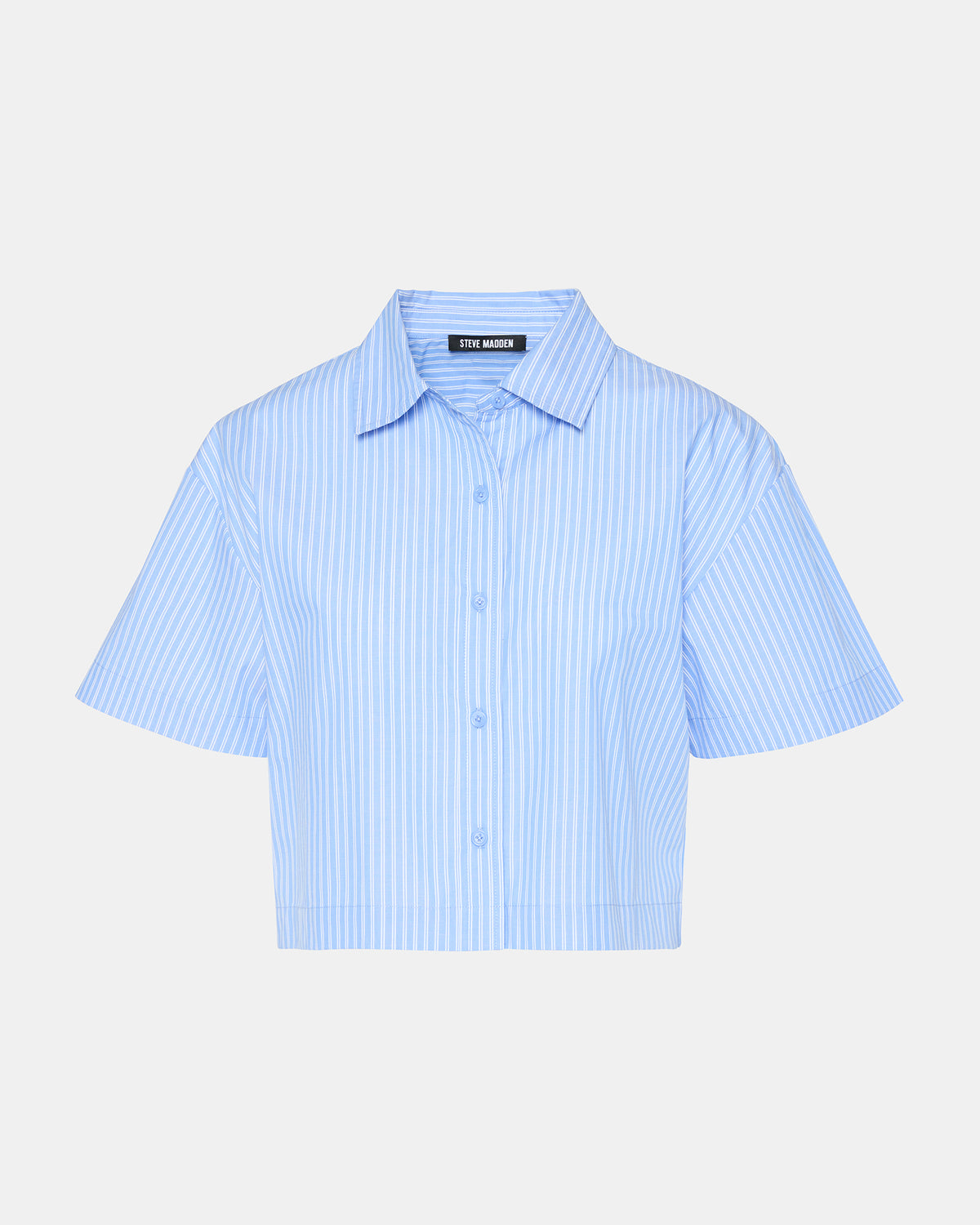 Steve Madden TULA Blue/White Women's Collared Button-Up Pinstripe Top