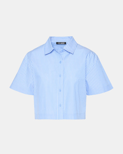 Steve Madden TULA Blue/White Women's Collared Button-Up Pinstripe Top