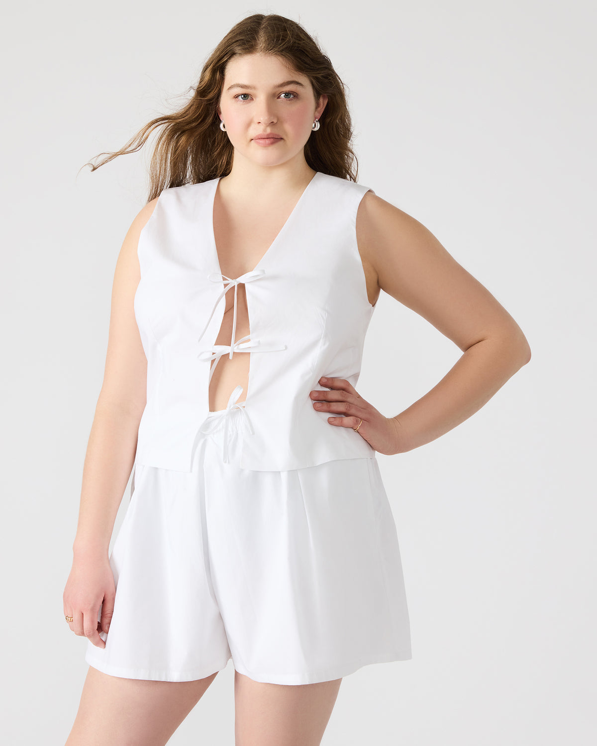 Steve Madden ALIZA White Women's Bow Tie-Front Top
