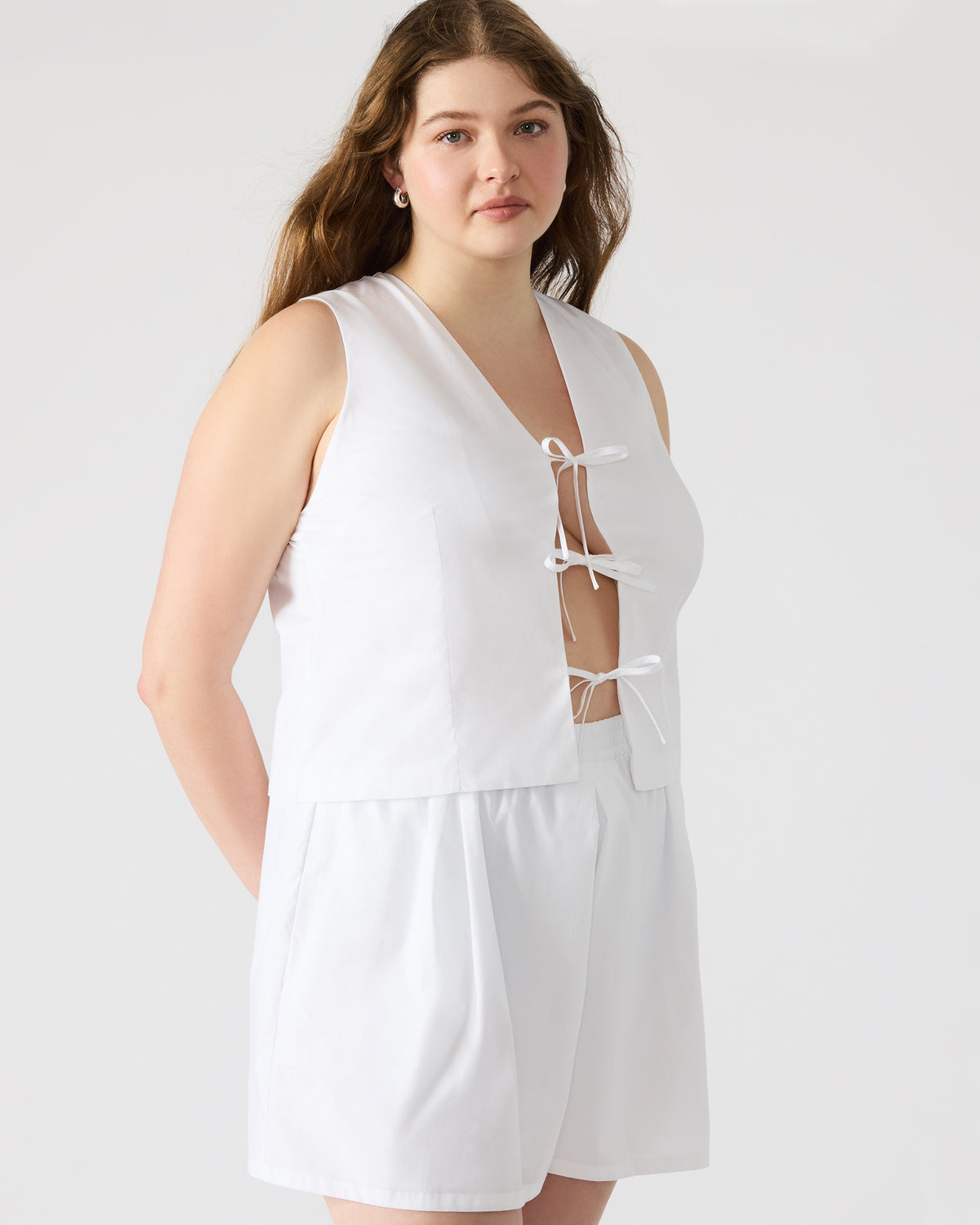 Steve Madden ALIZA White Women's Bow Tie-Front Top