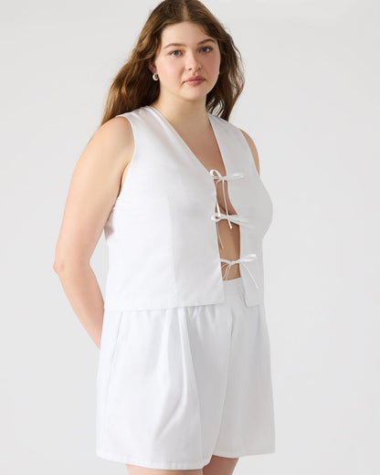 Steve Madden ALIZA White Women's Bow Tie-Front Top