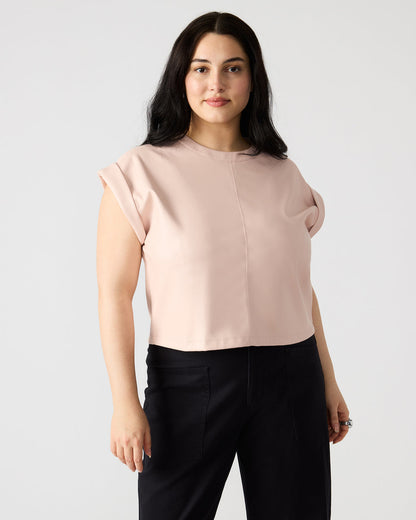 Steve Madden CAT Rose Women's Short-Sleeved Faux Leather Top