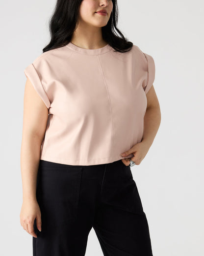 Steve Madden CAT Rose Women's Short-Sleeved Faux Leather Top