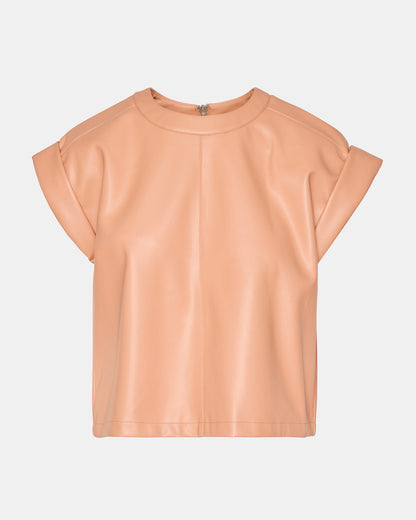 Steve Madden CAT Rose Women's Short-Sleeved Faux Leather Top