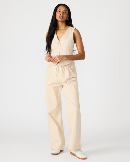 Steve Madden SELENE Khaki Women's Button-Up Sleeveless Fabric Vest Top